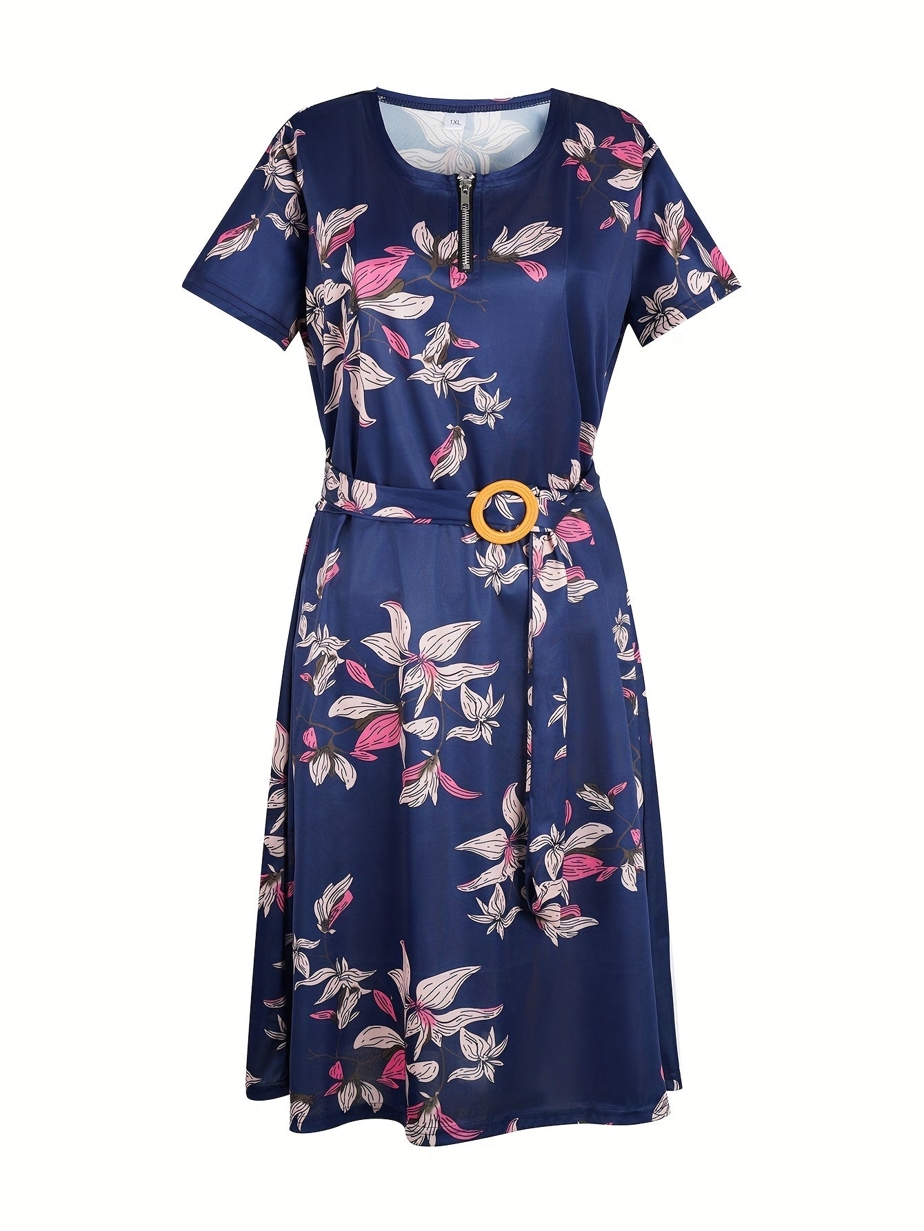 Floral Zipper Midi Dress