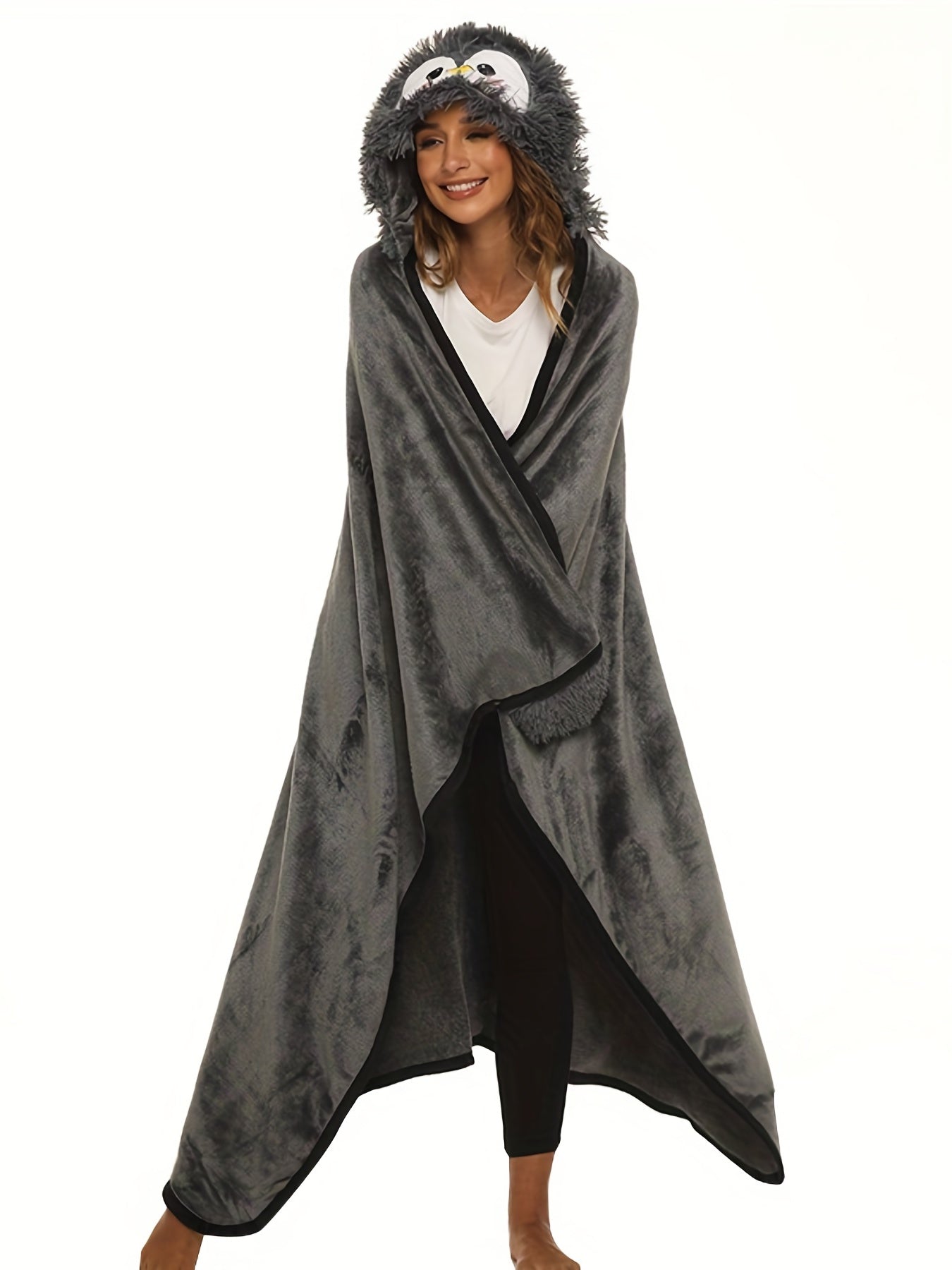 Women's Cartoon Animal Hooded Robe - Warm and Cozy Lounge Robe