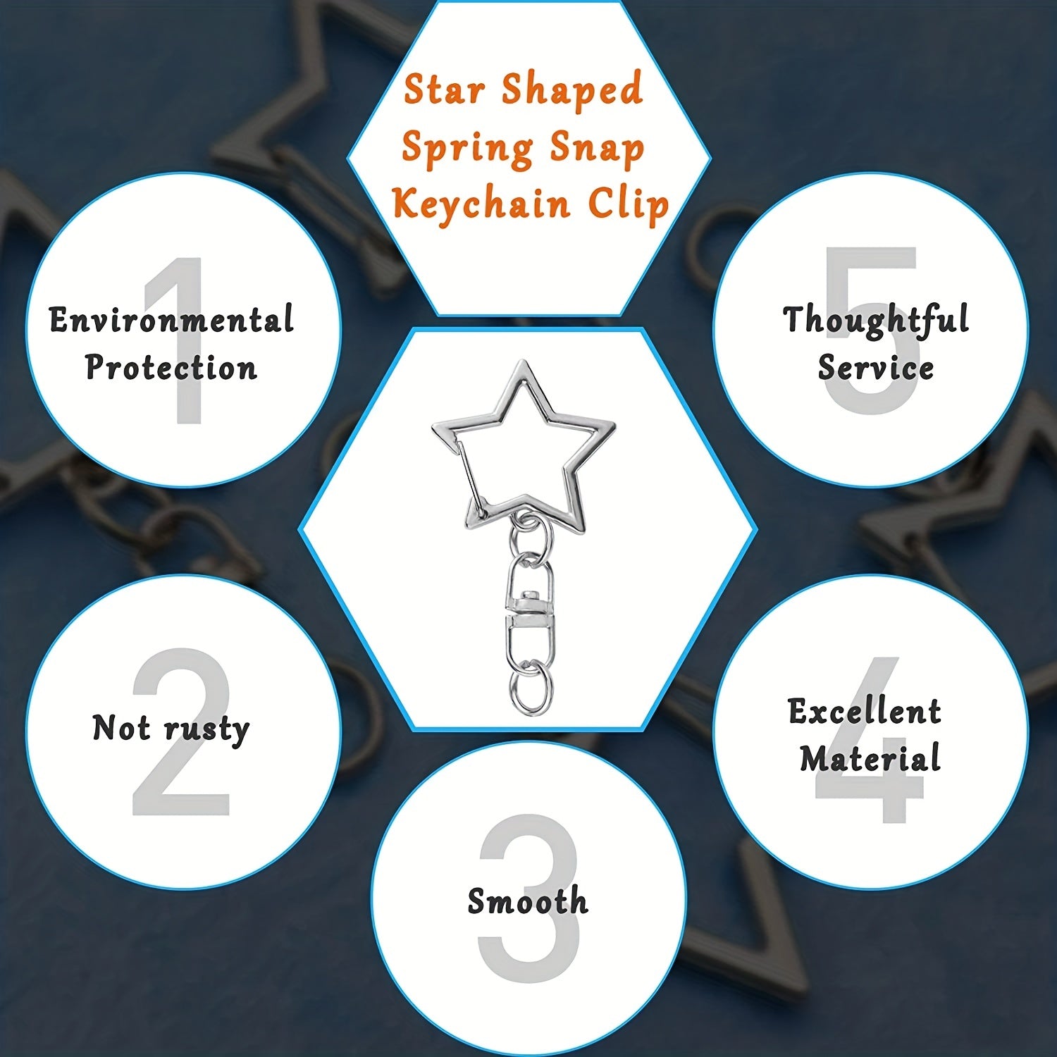 20pcs Star Keychain Swivel Clasp Hook Ring Connector DIY