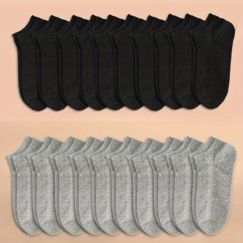 10 Pairs Unisex Solid Ankle Socks Soft Lightweight Stockings
