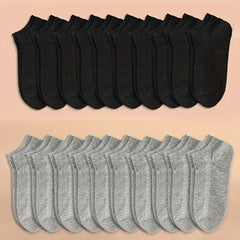 10 Pairs Unisex Solid Ankle Socks Soft Lightweight Stockings
