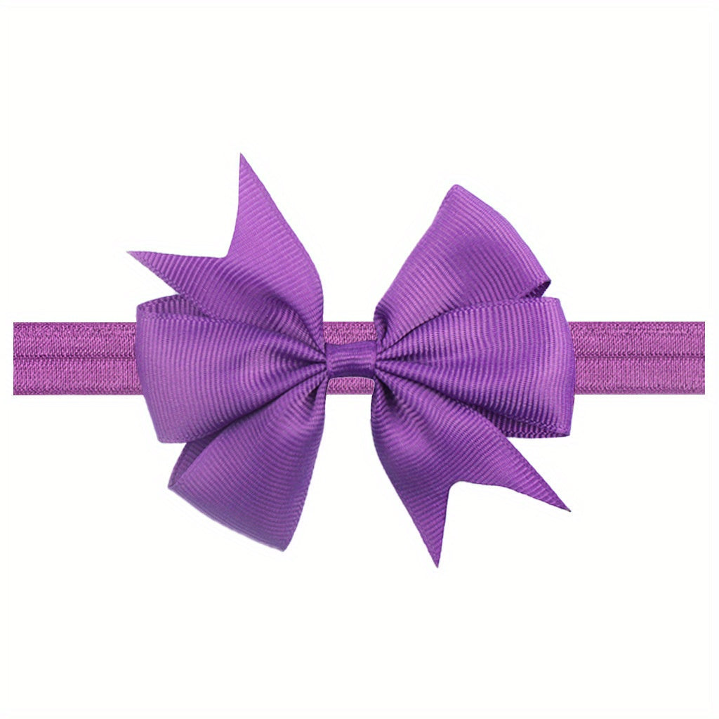 Children's Solid Ribbon Bow Headband for Kids