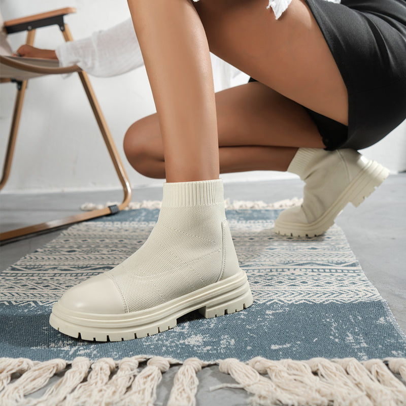 Women's Knit Platform Slip On Sock Boots