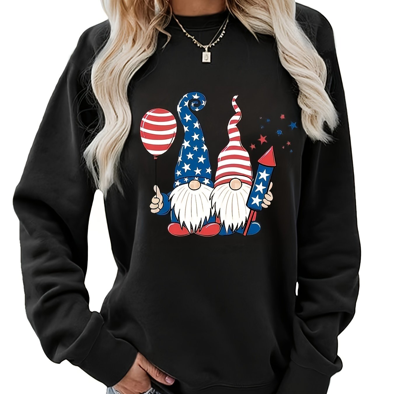 Santa Claus Print Crew Neck Sweatshirt
