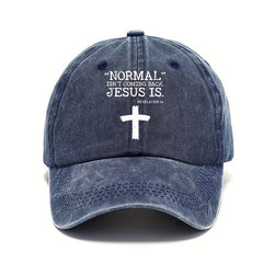 Vintage Cross Print Baseball Cap Distressed Dad Hat for Men Women