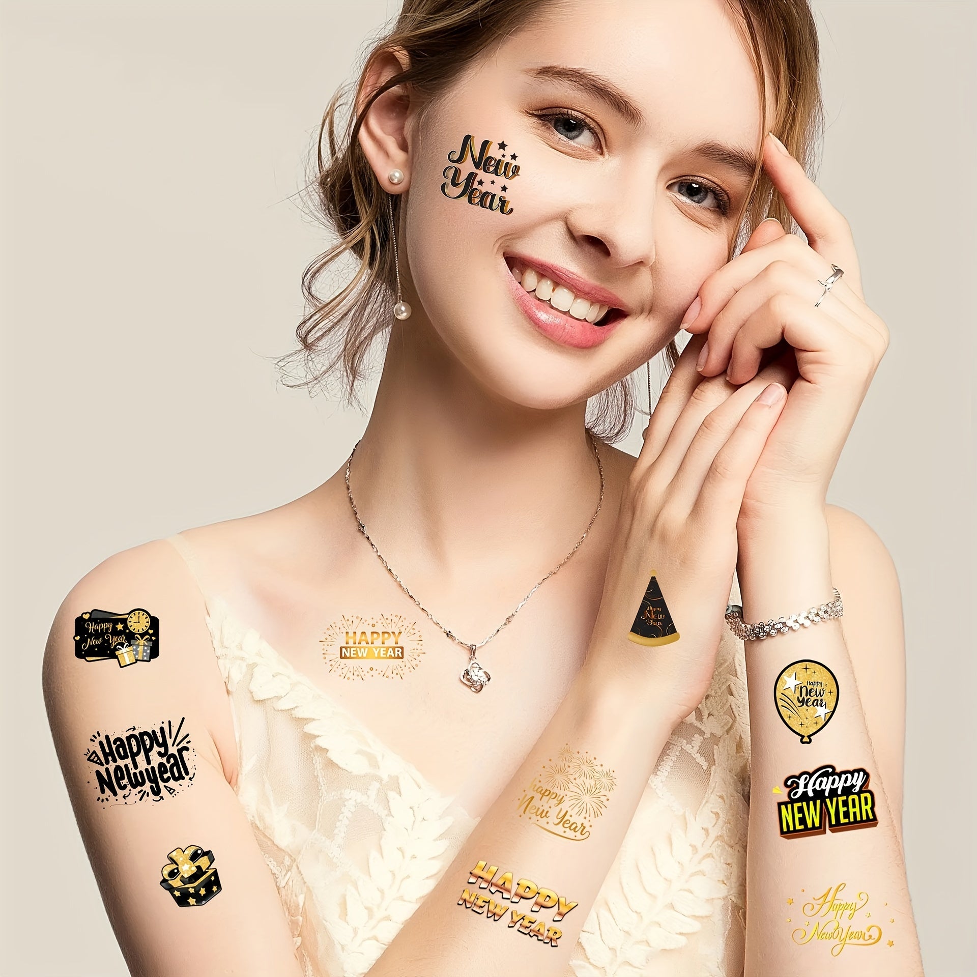 1pc Year Sticker Waterproof Tattoo Glitter Decoration
