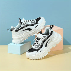 Women's Mesh Sneakers Lace Up Platform Sport Shoes Non Slip Colorblock