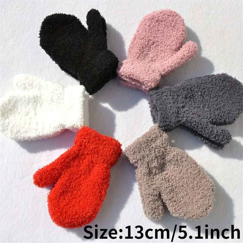 Warm Plush Baby Gloves Thick Winter Full Finger Gloves
