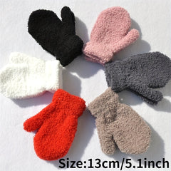 Warm Plush Baby Gloves Thick Winter Full Finger Gloves