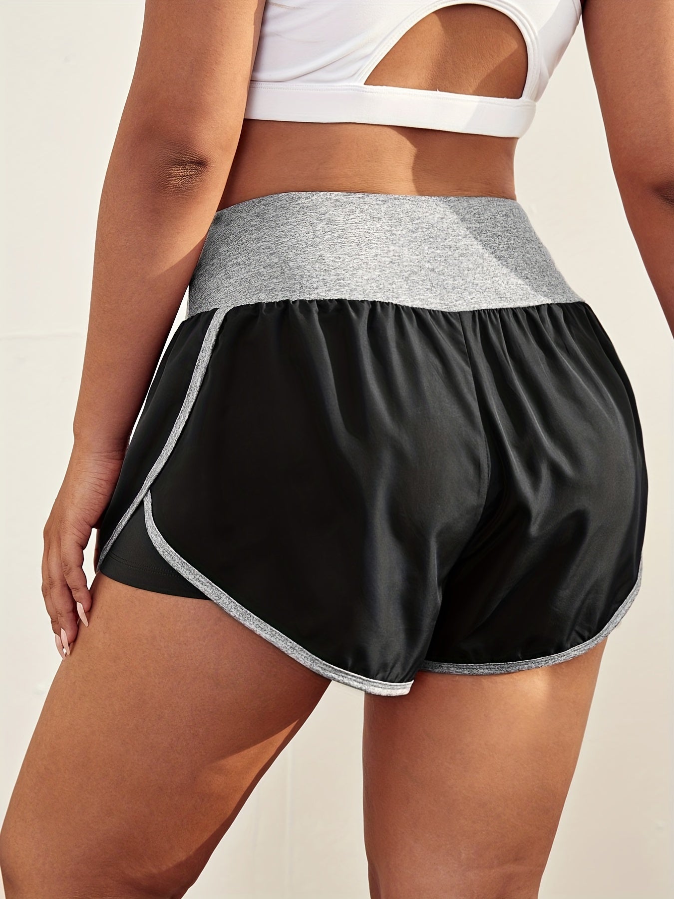 Sports Shorts Women's Plus High Rise Waist Band Fitness Running Shorts