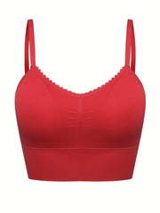 Ruched Scallop Trim Seamless Bralette