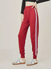Colorblock Stripe Print High Stretch Trousers