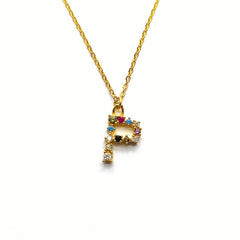 Colorful Letter P Pendant Necklace for Girls