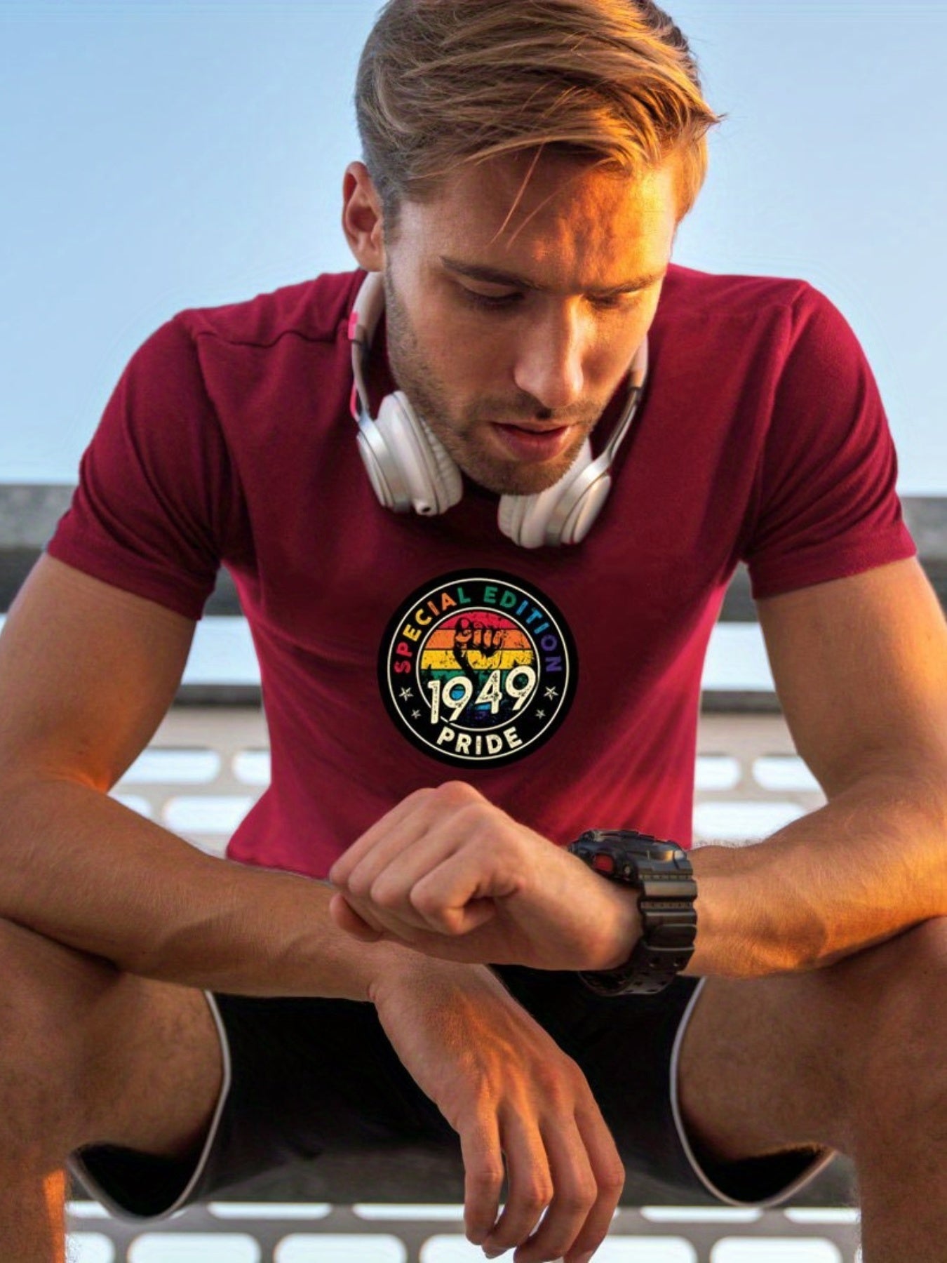 Men's 1949 Pride Print T shirt Active Slightly Stretch Breathable Tee