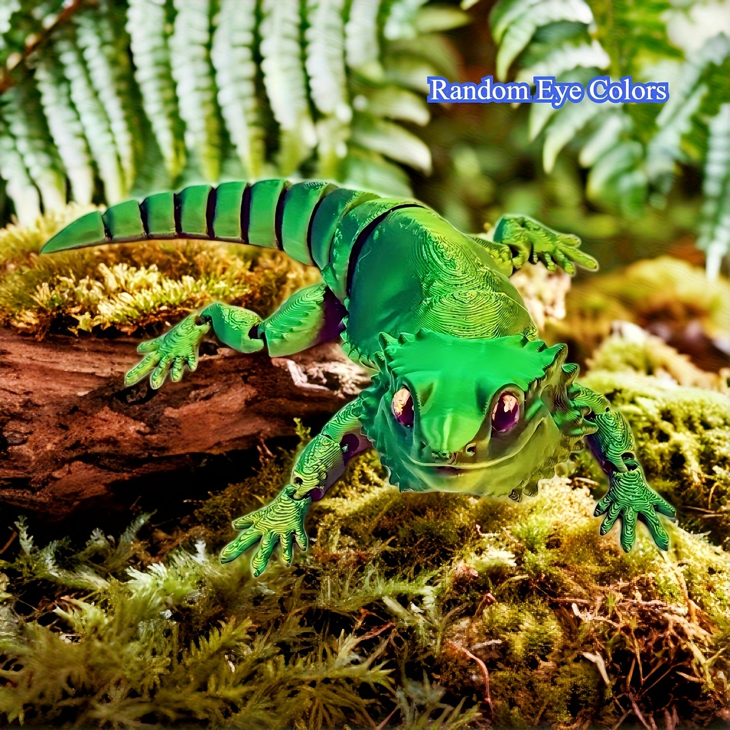 Flexible Bearded Lizard Decor, Expressive Eyes, Orange/Red/Green