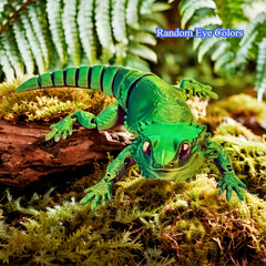 Flexible Bearded Lizard Decor, Expressive Eyes, Orange/Red/Green