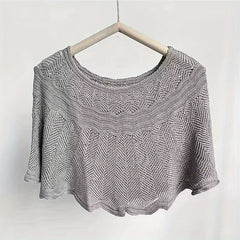 Knitted Shawl Wavy Edge Solid Wrap Cape