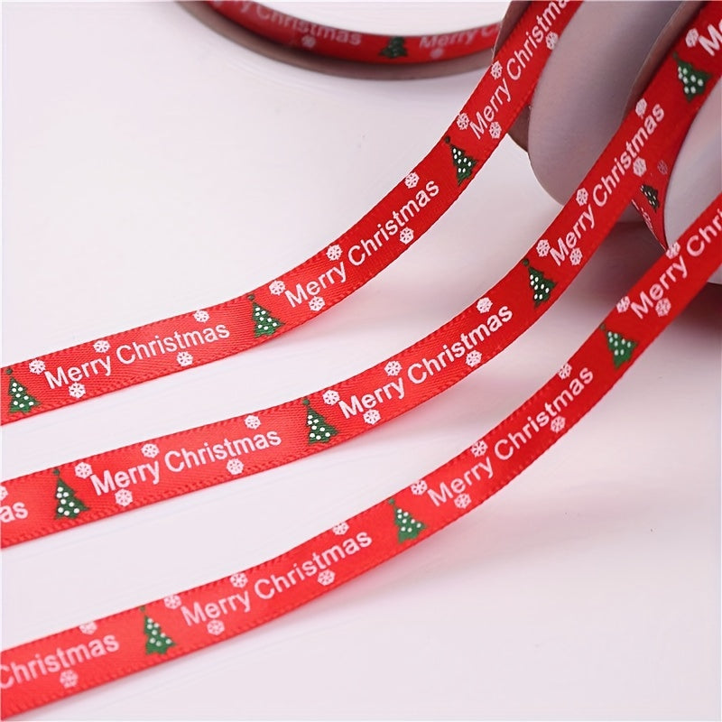 Christmas Gift Wrapping Silk Ribbon Christmas Tree Pattern Red Ribbon