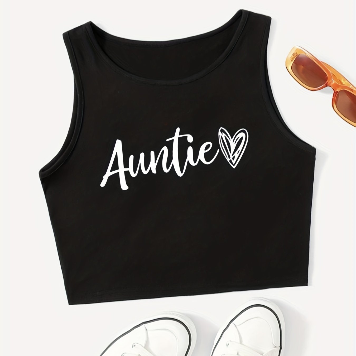 Y2K Sleeveless Crop Top Auntie Print Tank