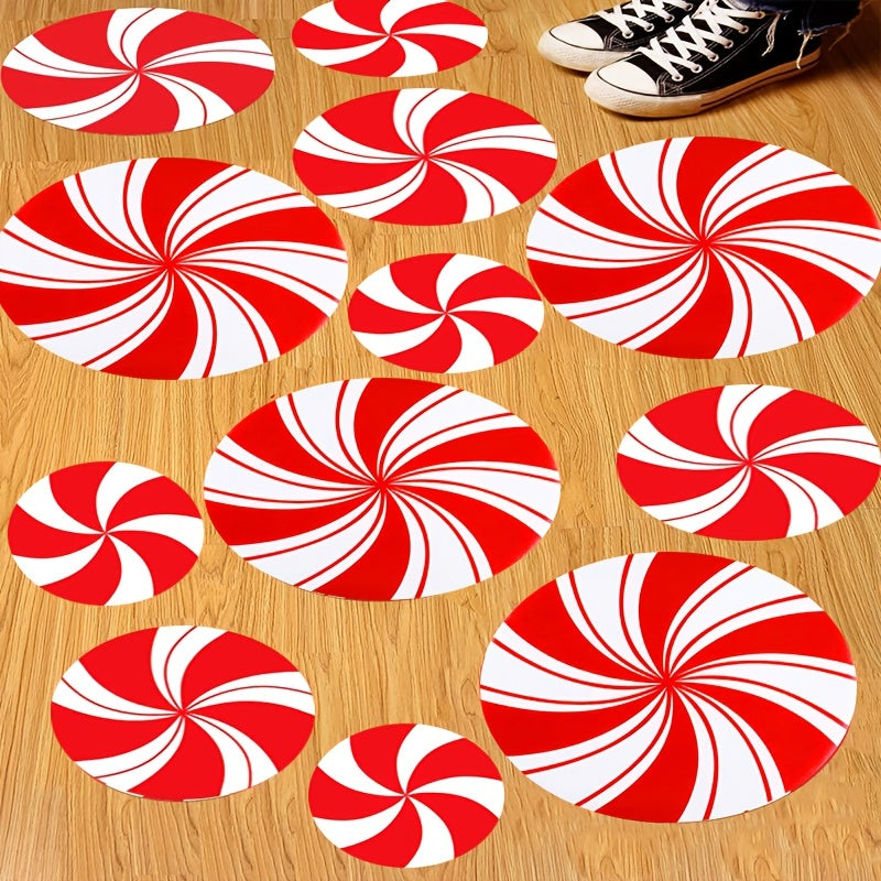12pcs Red Candy Stickers Christmas Decoration