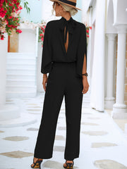 Stylish High Collar Loose Jumpsuit 3/4 Sleeve Casual Long Length