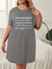 Women's Sleep Dress Letter Print Short Sleeve
