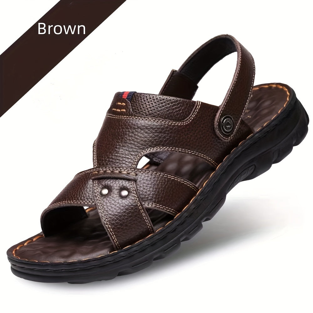 Men's Vintage Slip On Slide Sandals PU Leather Shoes
