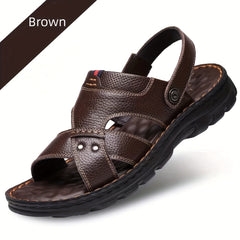 Men's Vintage Slip On Slide Sandals PU Leather Shoes