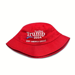 Red Bucket Hat Embroidery Hip Hop Casual Sunscreen Fisherman Cap