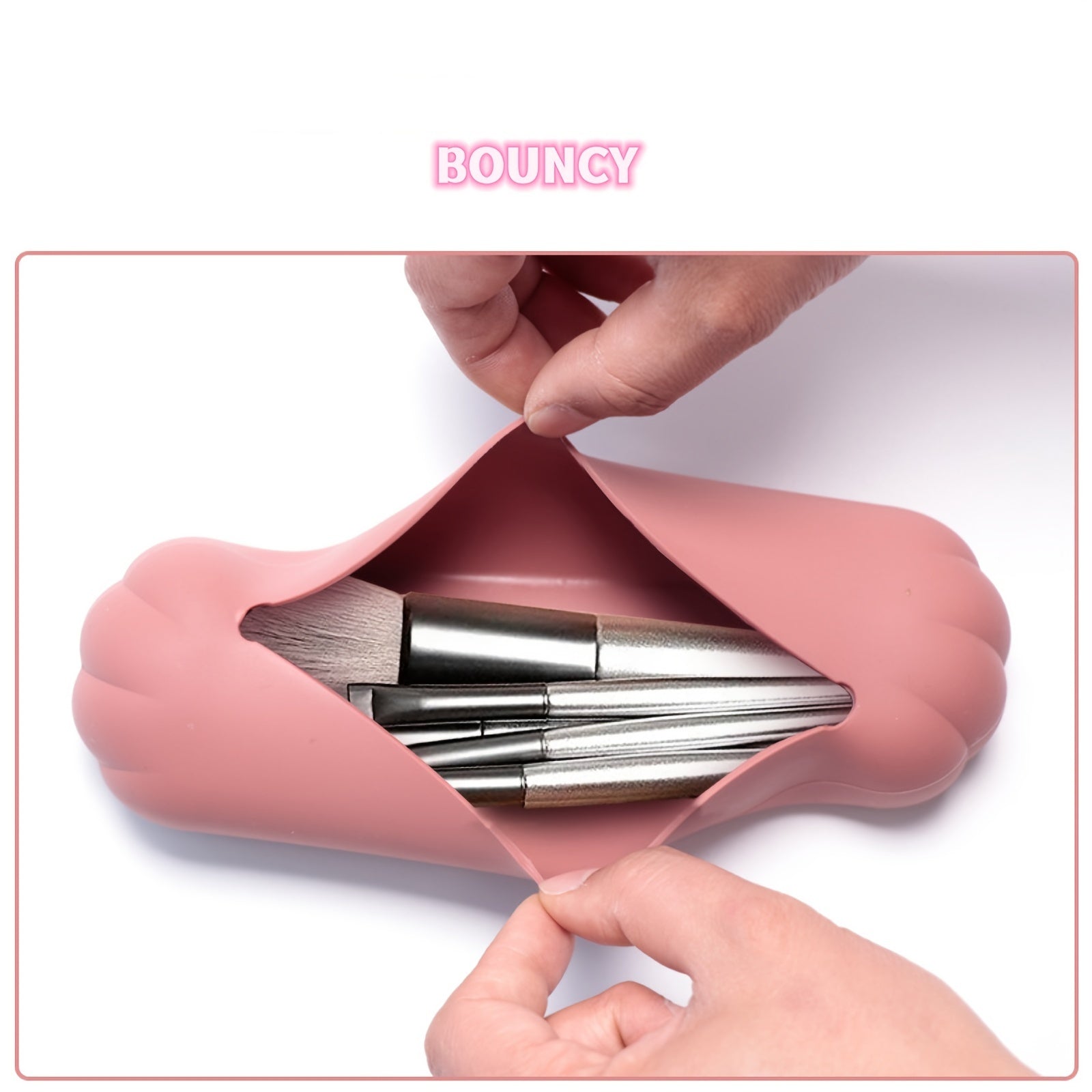 Portable Silicone Makeup Brush Storage Bag for Travel and Daily Use