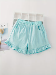 Girls' Summer Ruffle Edge Casual Shorts