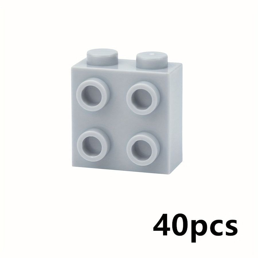 40pcs DIY Thick Bricks 1X2X1 2 3 with Studs on 1 Side Knobs Building Blocks