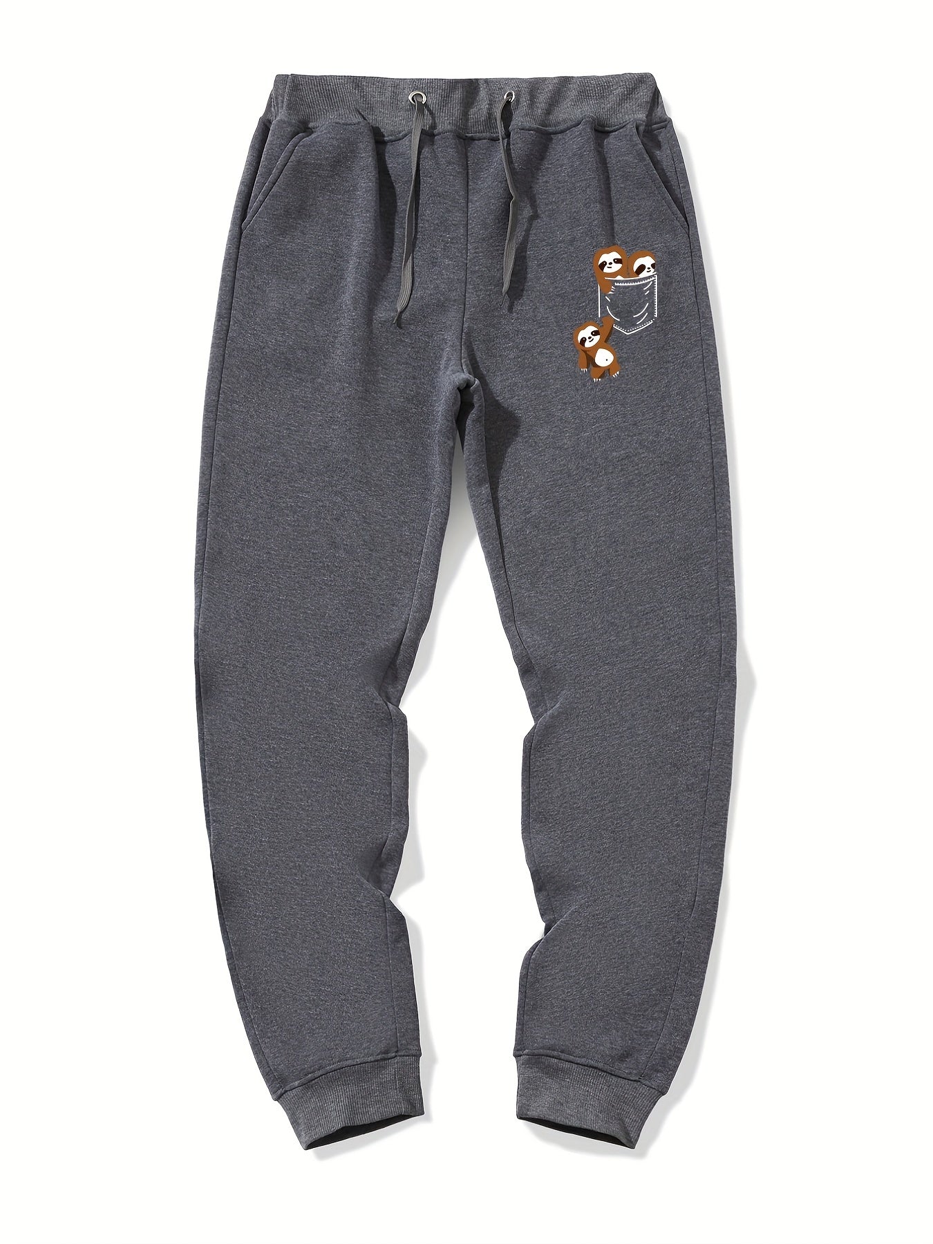 Sloth In Pocket Graphic Drawstring Joggers Men's Sweatpants