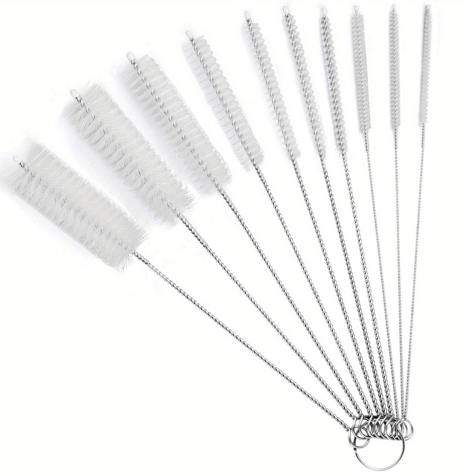 10pcs 25.4cm Nylon Tube Brush Set for Narrow Neck Bottles Cups with Hook