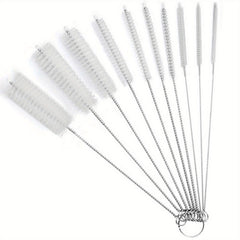 10pcs 25.4cm Nylon Tube Brush Set for Narrow Neck Bottles Cups with Hook