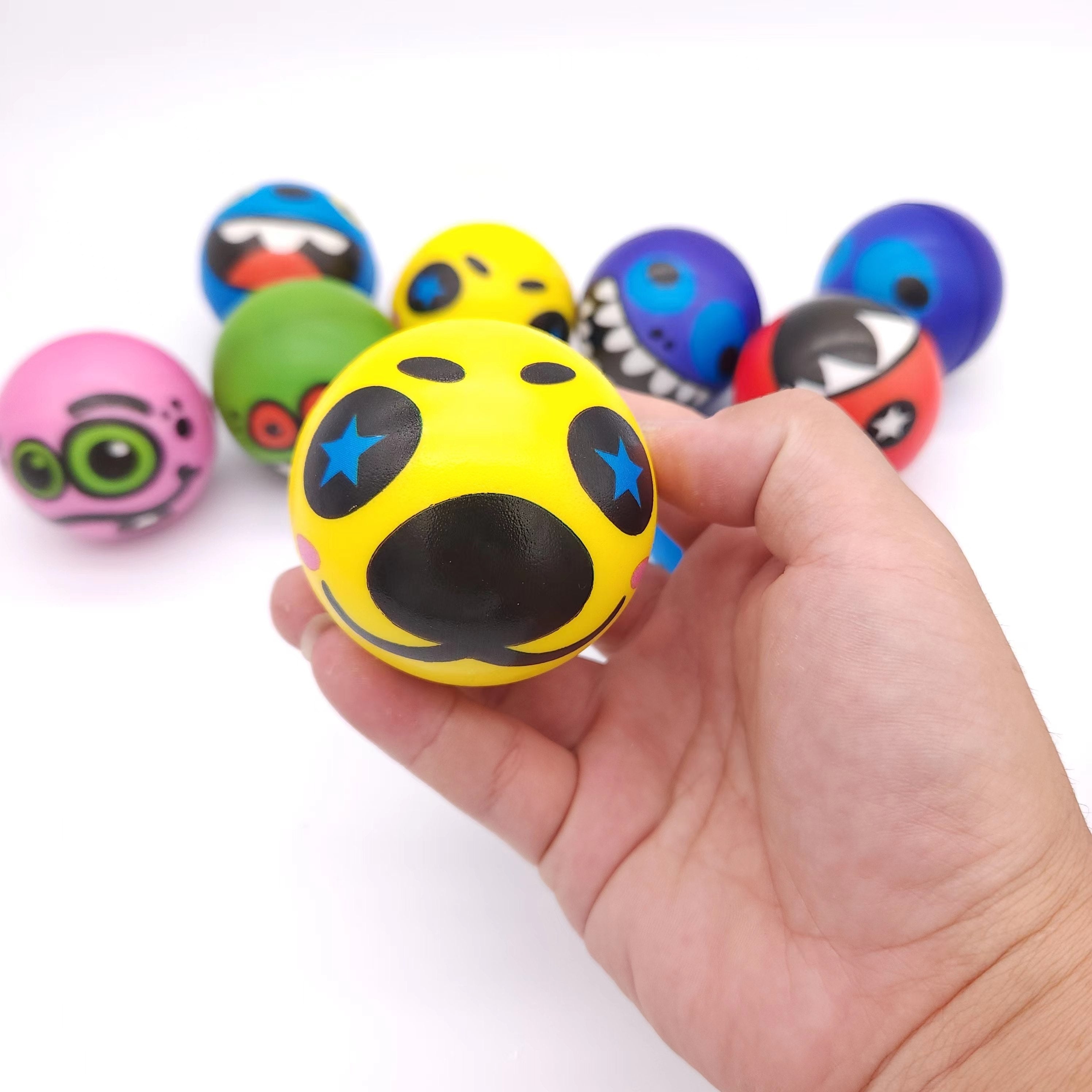 12pcs Cartoon Monster Expression Sponge Balls Interactive Toys