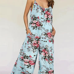 Floral Print Wide Leg Cami Jumpsuit