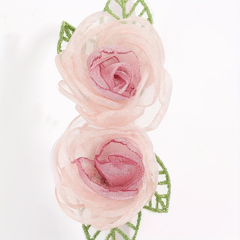 Floral Headband Baby Girls 2 Flowers Toddler Hair Hoop