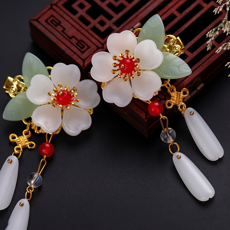 Ancient Hanfu Hair Clips Chinese Style Flower Tassel Hair