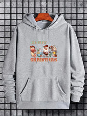 Christmas Print Hoodies For Men Graphic Sweatshirt With Kangaroo Pocket