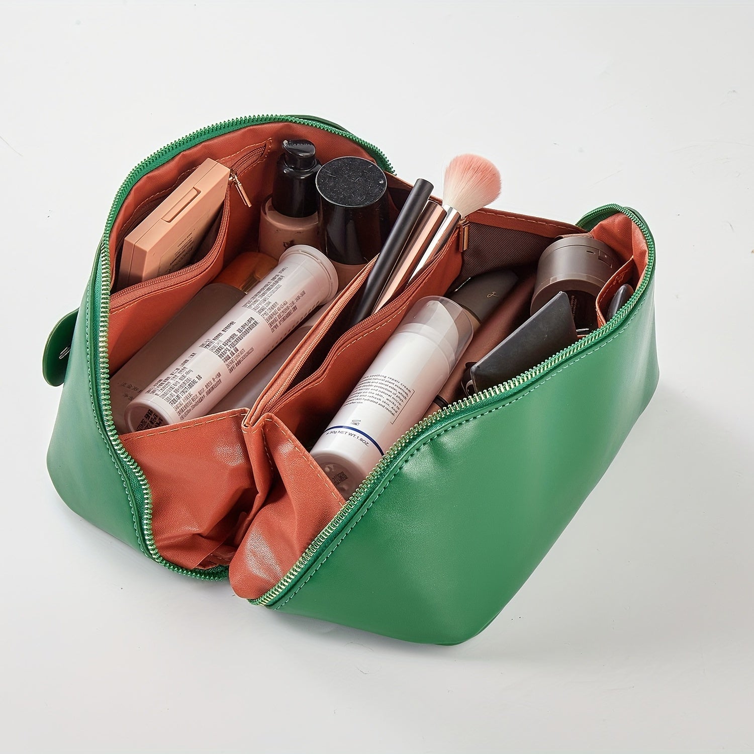 Waterproof PU Leather Travel Cosmetic Bag Large Capacity Makeup Toiletry Bag