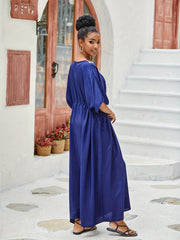 Boho Abaya Dress Women's Plus Floral Embroidered Maxi Kaftan Dress
