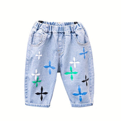Cross Print Boys Denim Shorts - Summer Outdoor Wear