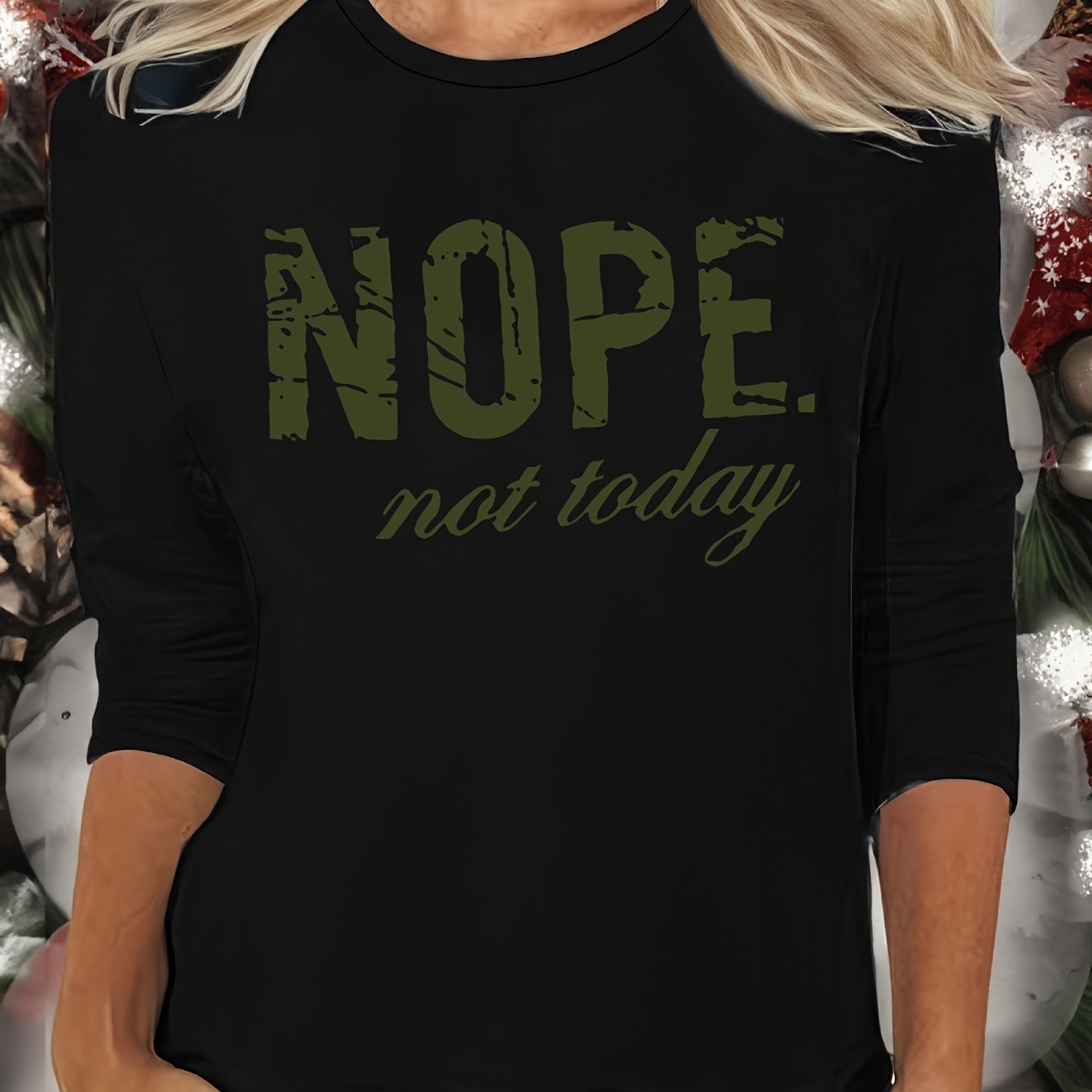 Women's Letter Print Lounge Top Long Sleeve Crew Neck