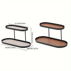 Iron Faux Leather Double Storage Rack Home Furnishings Storage Tray Entryway