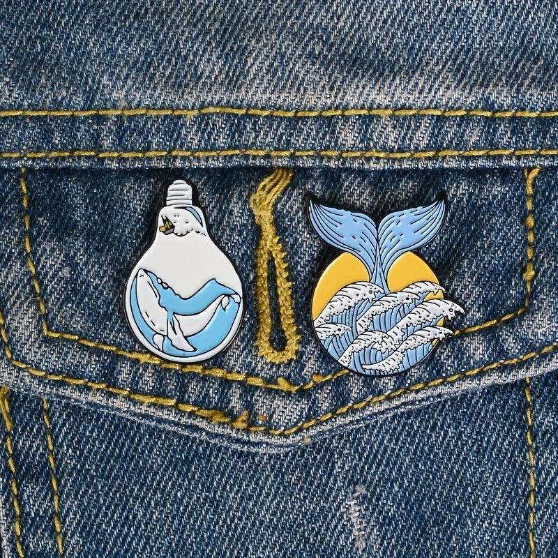 Whale Light Bulb Alloy Brooch Collar Backpack Accessory