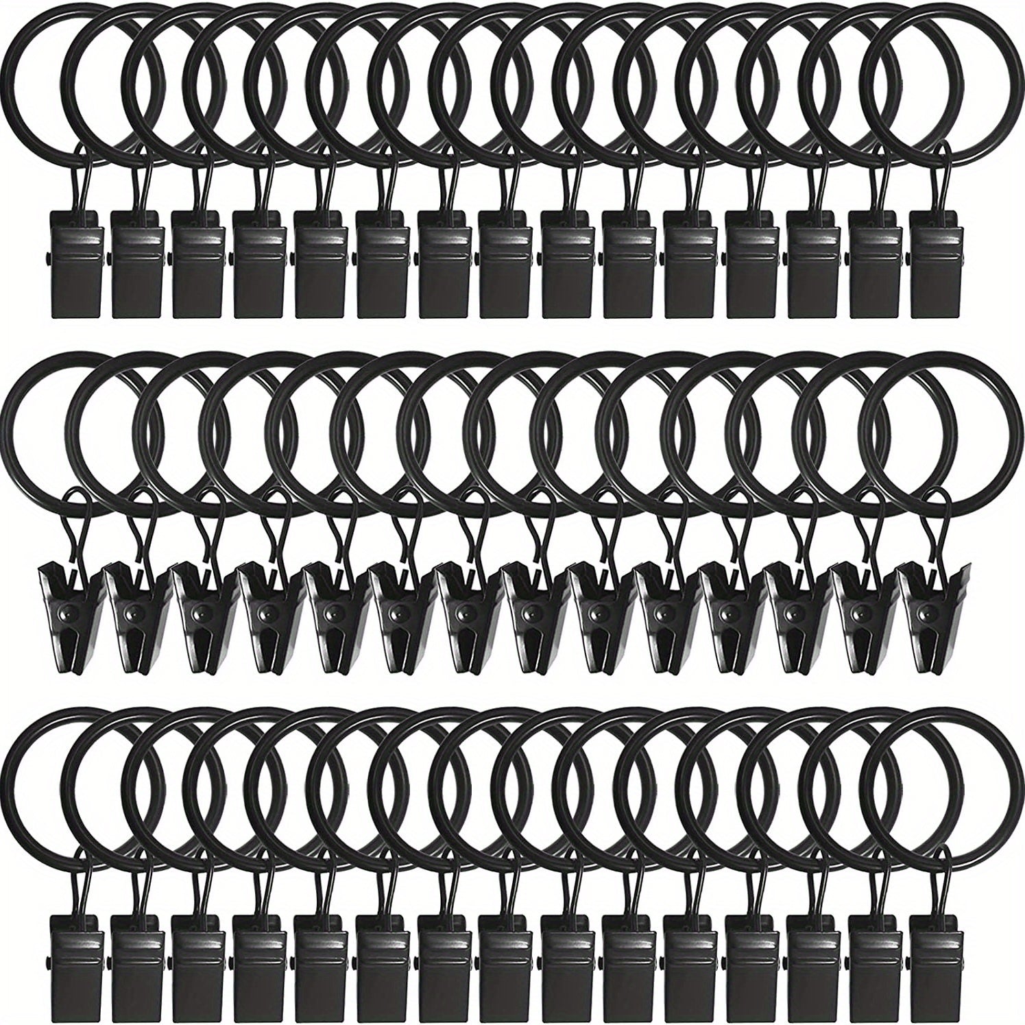 40pcs Curtain Rings with Clips Drapery Hooks Rustproof Metal Clips Hangers