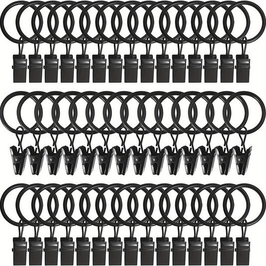40pcs Curtain Rings with Clips Drapery Hooks Rustproof Metal Clips Hangers