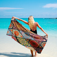 Vintage Flower Print Boho Scarf Block Shawl Large Sunscreen Wraps