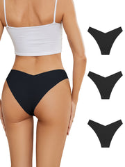 3pcs Seamless Solid Briefs Breathable Intimates Panties
